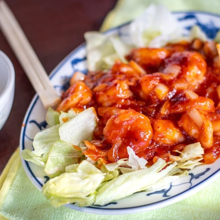 Golden Braised Shrimp (L).