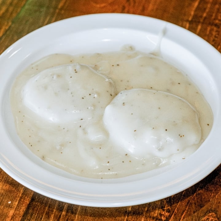 Two Biscuits and Sausage Gravy.
