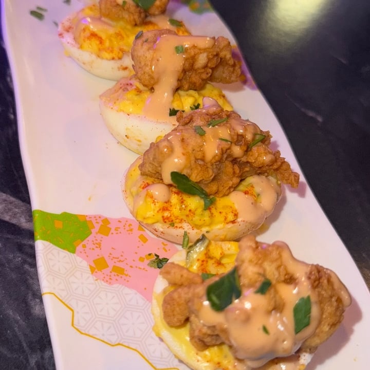 CRISPY LOBSTER DEVILED EGGS.