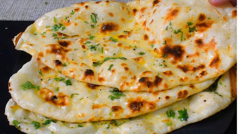 Delicious Butter Naan and Indian Cuisine