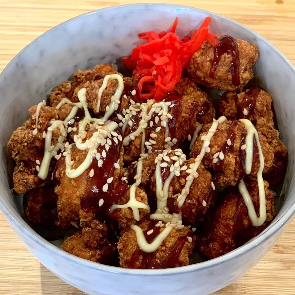 Karaage Don (White rice topped w/ Japanese fried chicken)