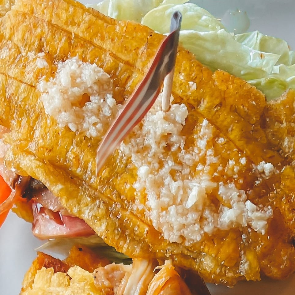 Jibarito de Camaron - Shrimp Plantain Sandwich