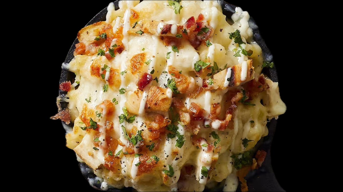 CBR Mac and Cheese (Elbow macaroni, Cheesy Alfredo sauce, chicken, bacon, and ranch)