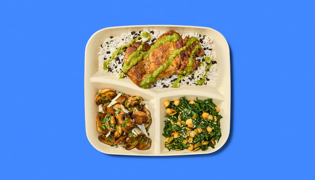 Braised Chicken + Pesto Market Plate