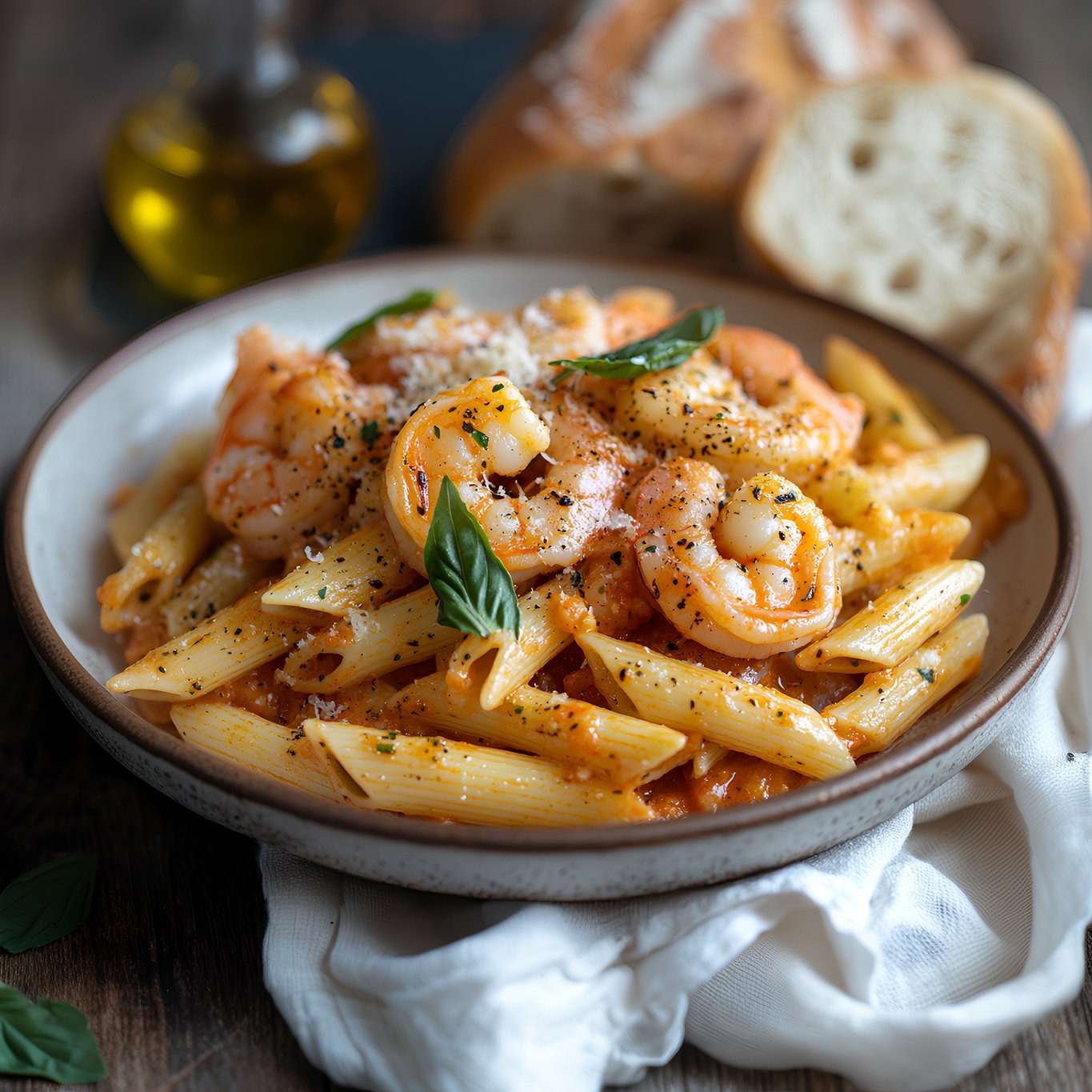Shrimp & Vodka Sauce (Pasta, Garlic, Shrimp (5pces), Pink Sauce, Basil)