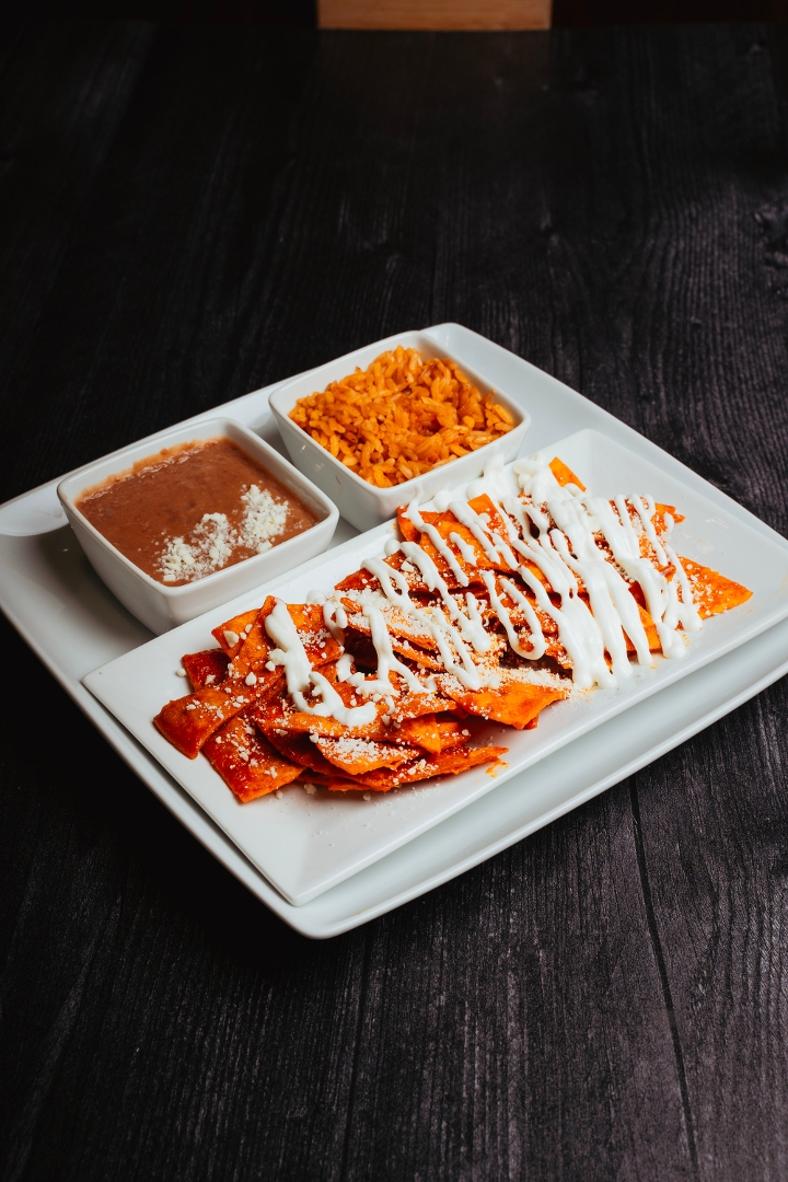 Chilaquiles Rice-Beans.