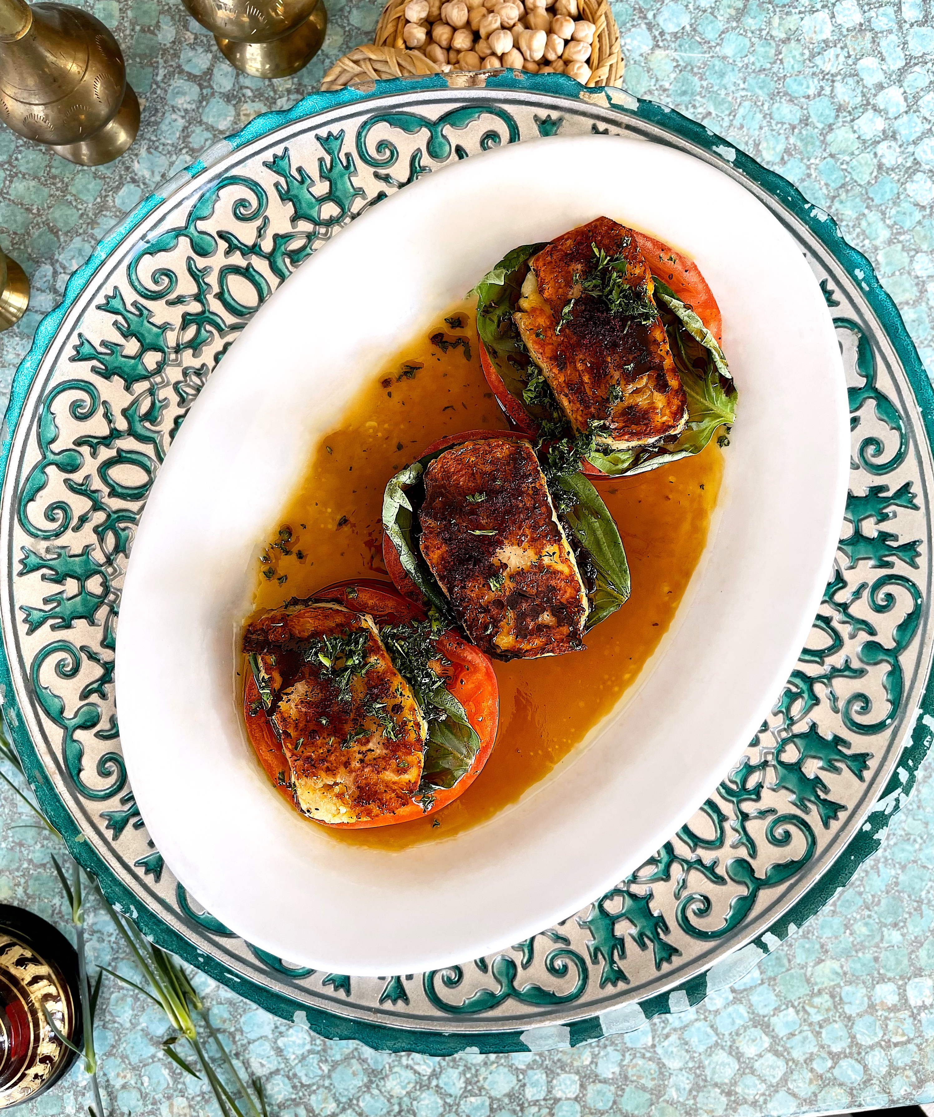 Mezze - Grilled Halloumi Caprese.