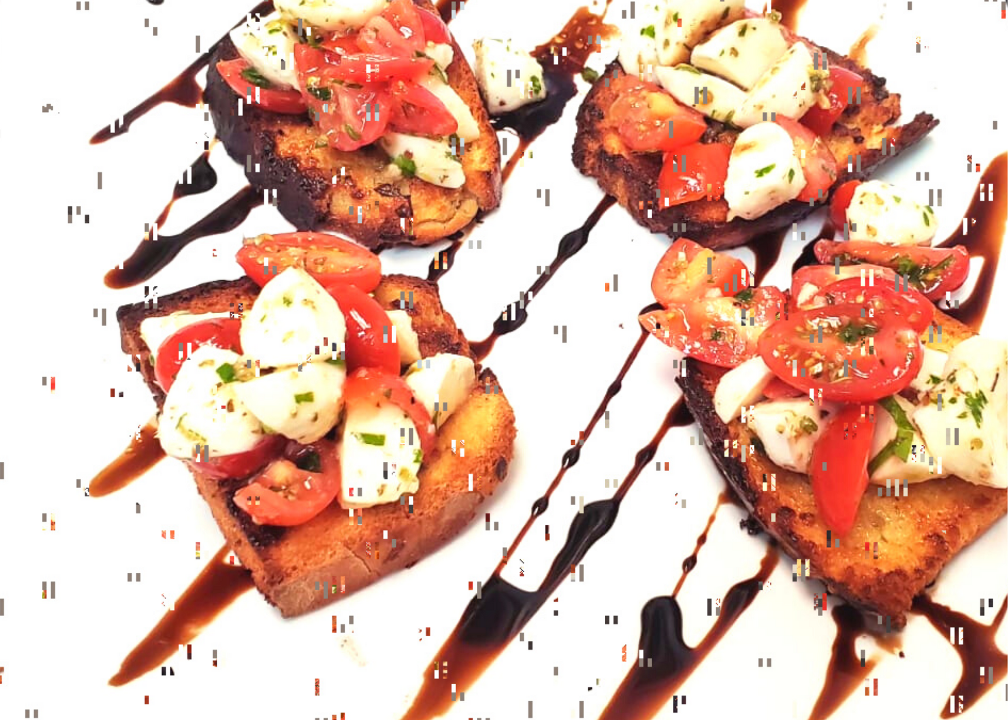 Garlic Bread Bruchetta/Bruchetta com Pao de Alho.