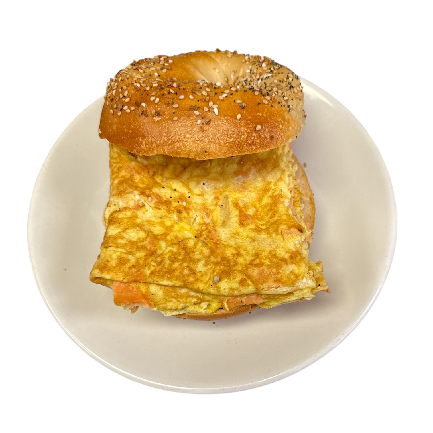 LEO Lox, Eggs, & Onion Sandwich.