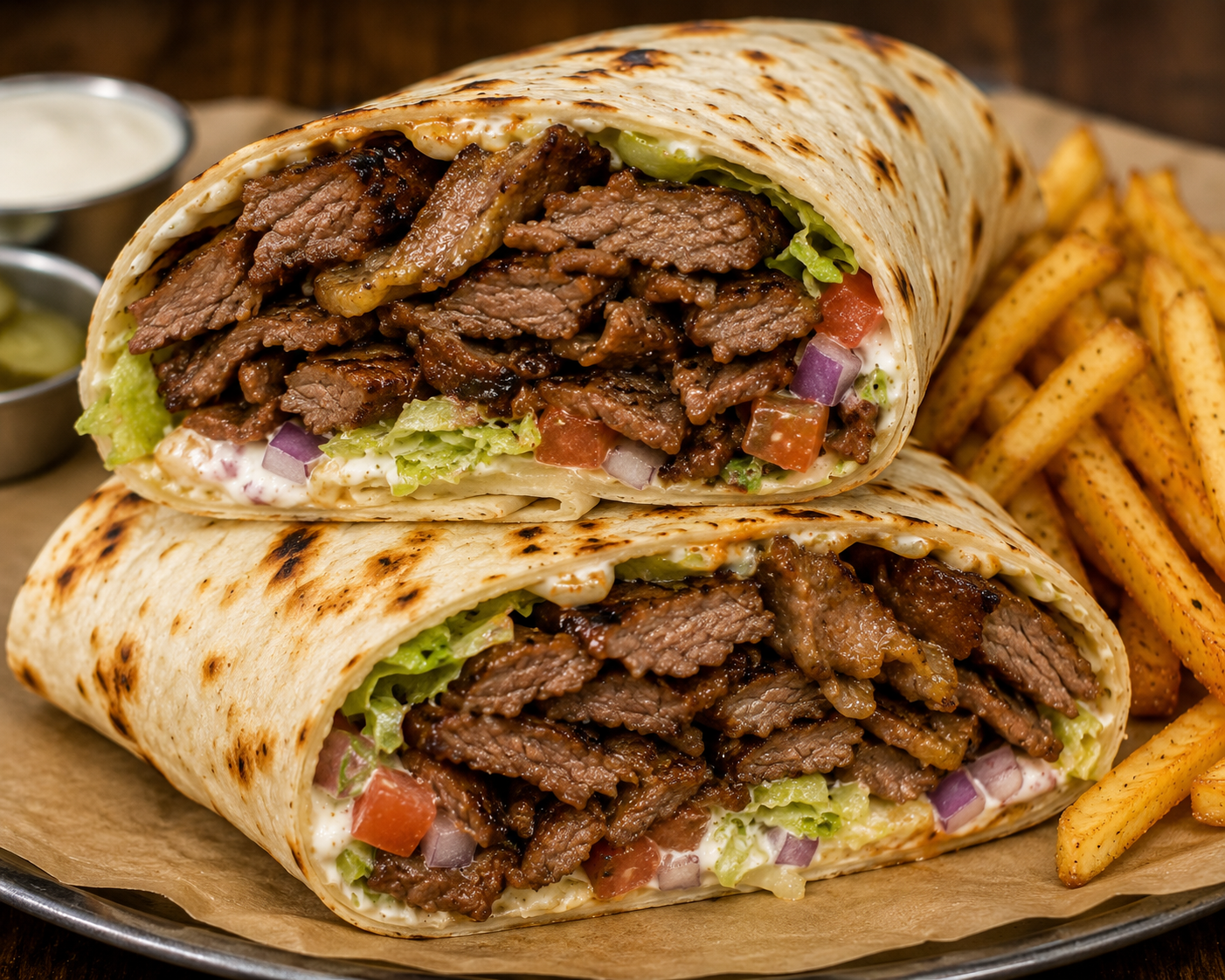 Double Beef Shawarma Sandwich / ساندويش شاورما لحم مضاعف.