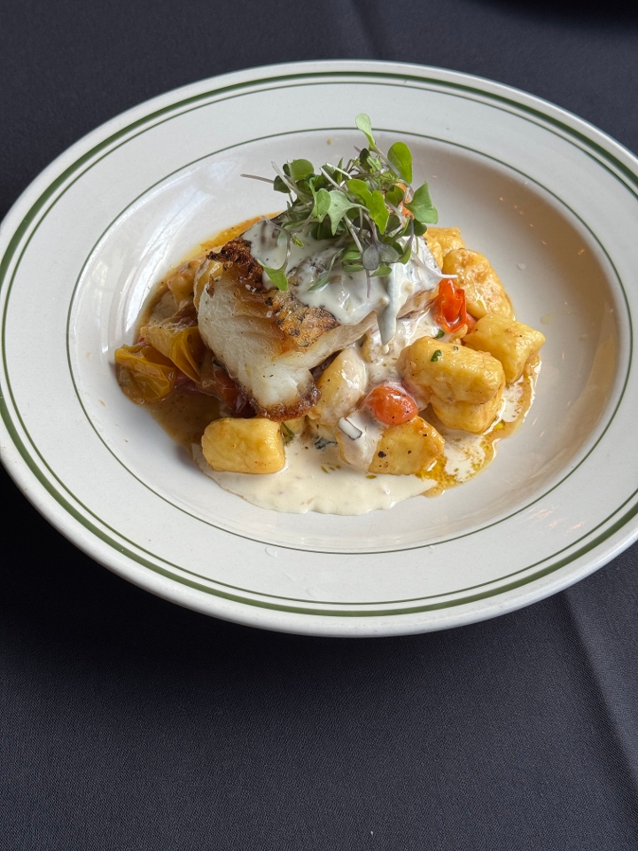 Pan seared sea bass.