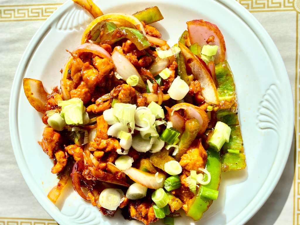 Tofu, Paneer - Sweet Tamarind chicken.