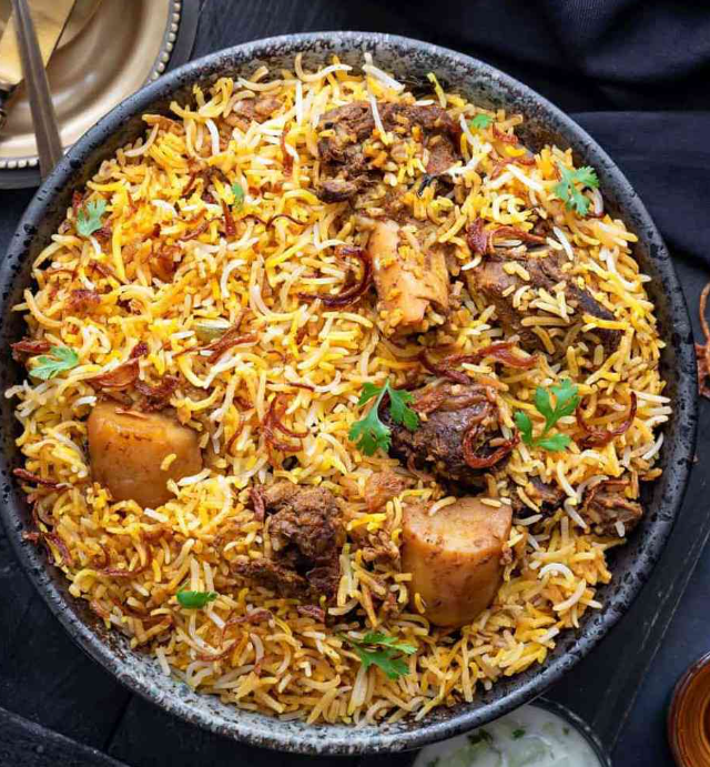 Mutton Ghee Roast Biryani.