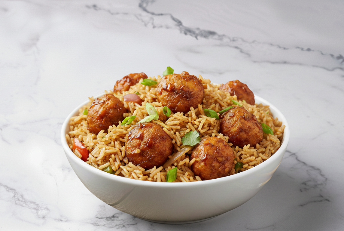 VEG MANCHURIAN FRIED RICE.