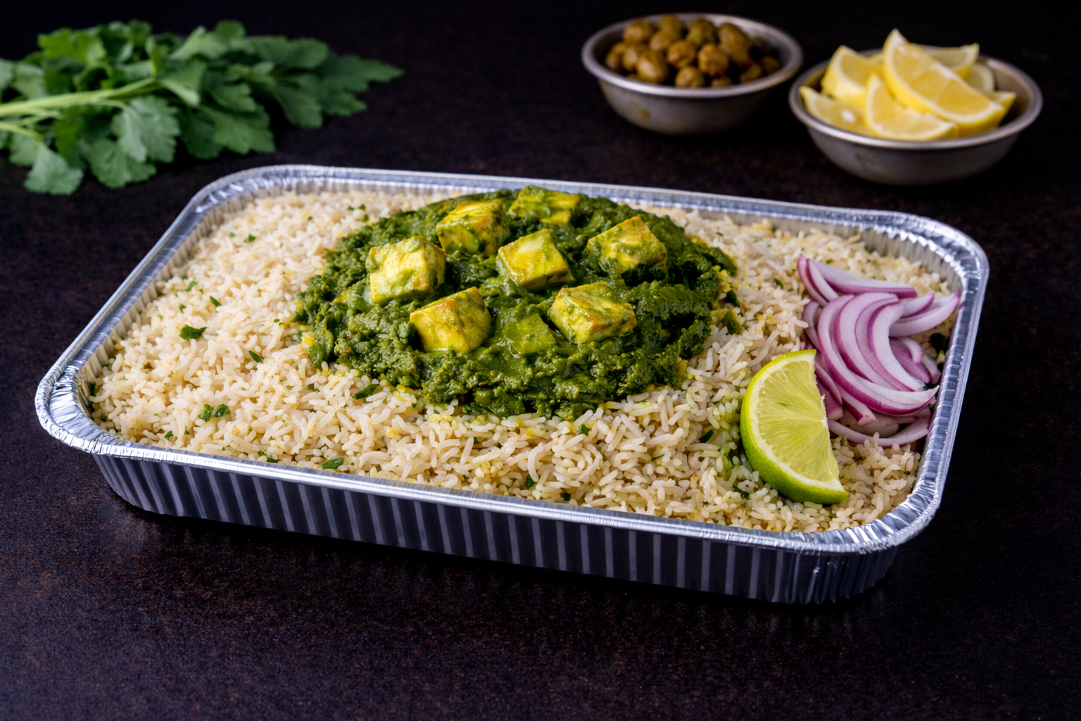 Family Pack Green Paneer Pulao.