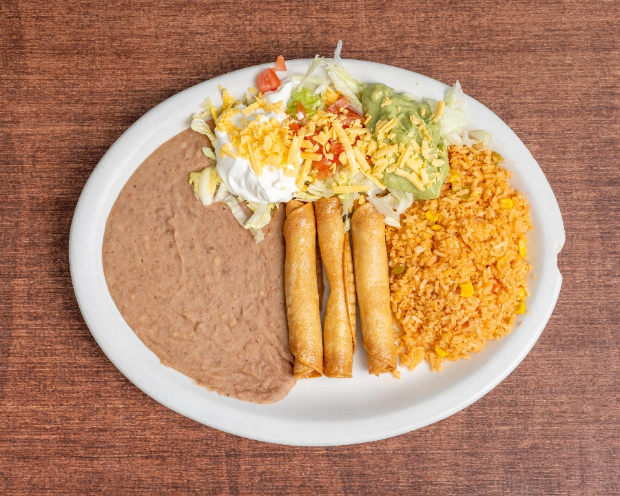 Chicken flautas plate.