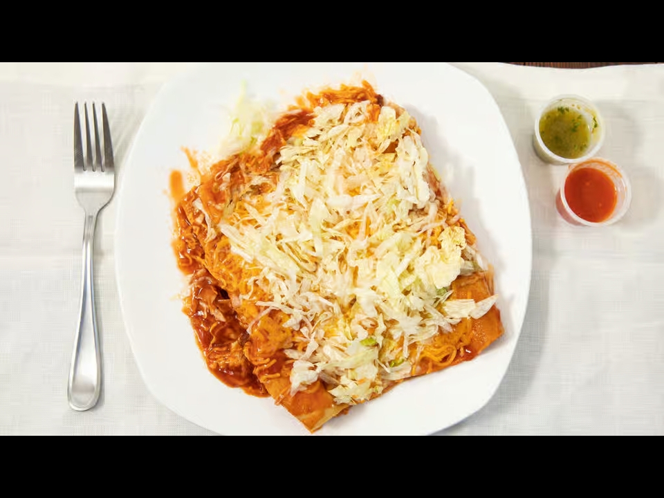 Shredded Chicken Enchiladas.