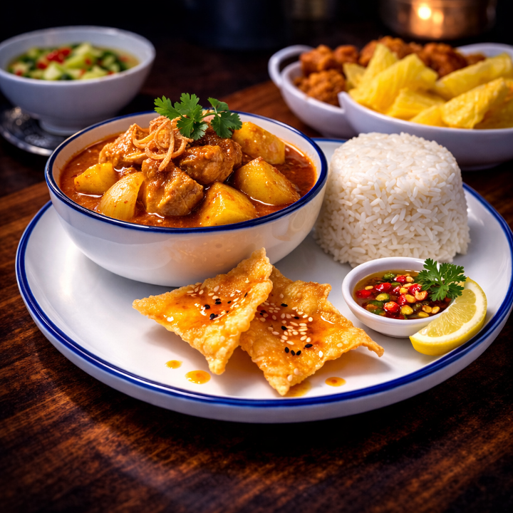 L-Massaman Curry + Rice.