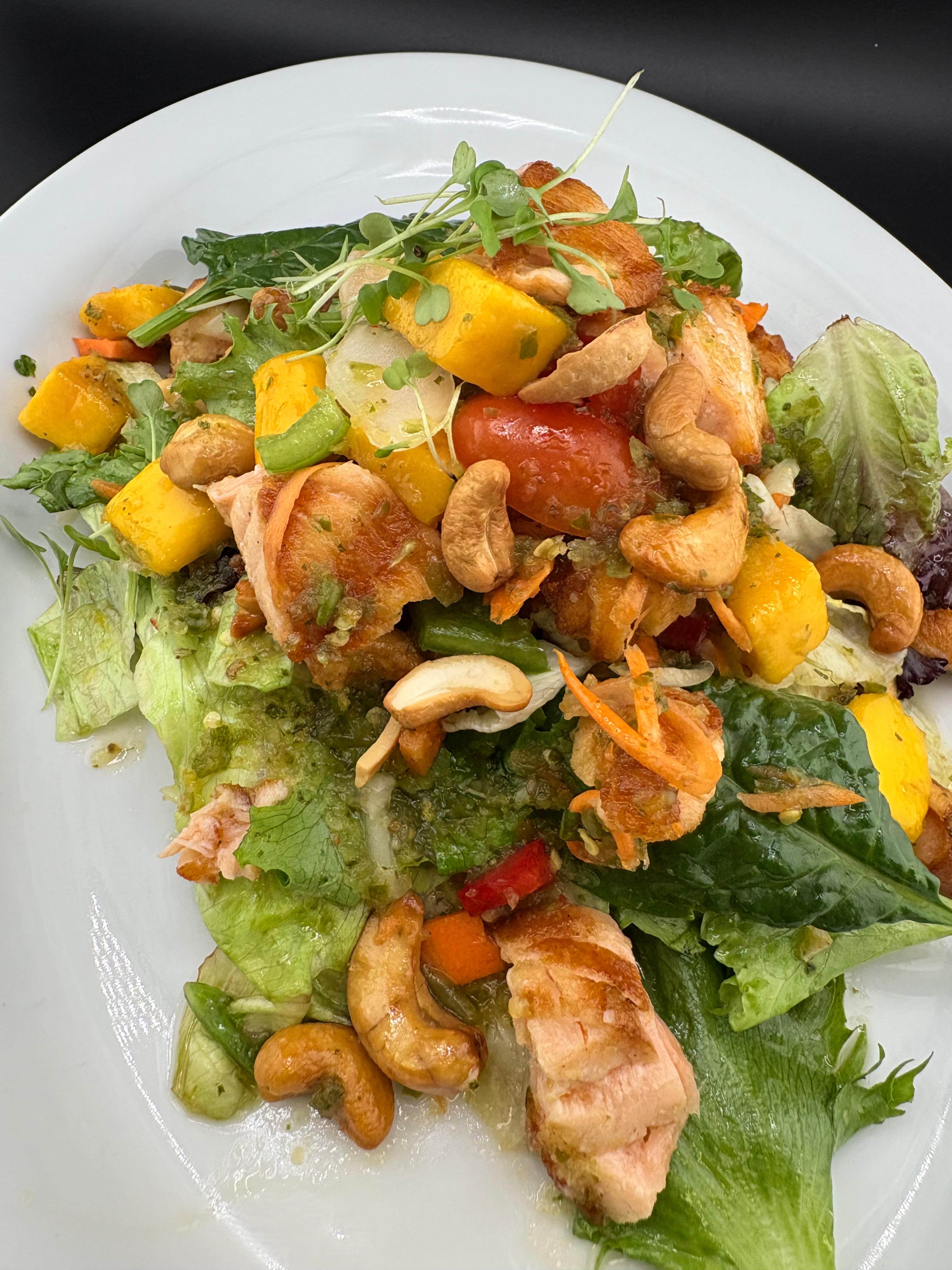 Salmon mango salad.