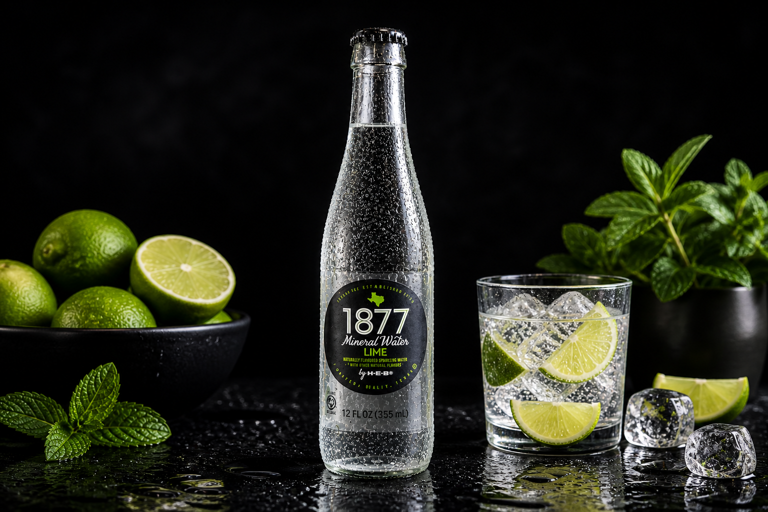 1877 Lime Mineral Sparkling Water (355 ml).