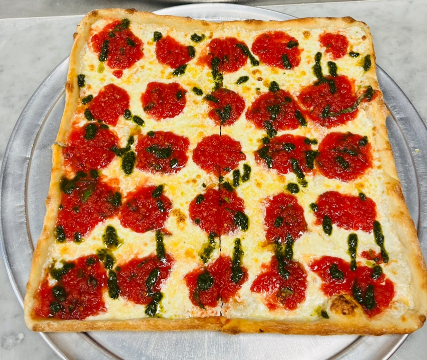 Square Margherita Pizza.