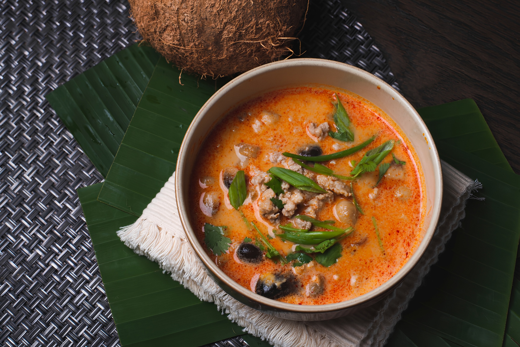 Creamy Tom Yum Soup  (Tom Yum Moo Sub Num Khon).