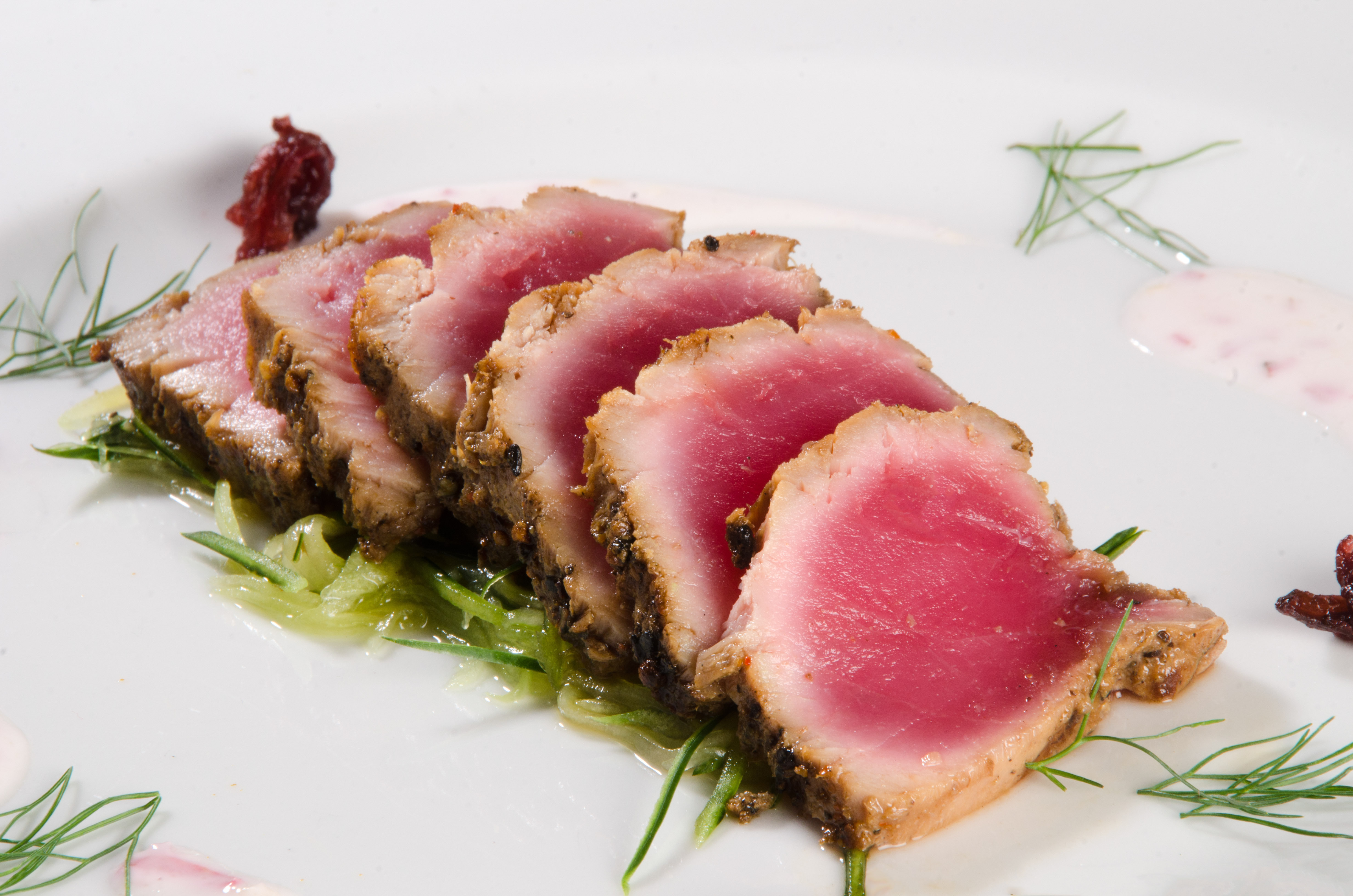 Seared Tuna on Wonton Crisp.