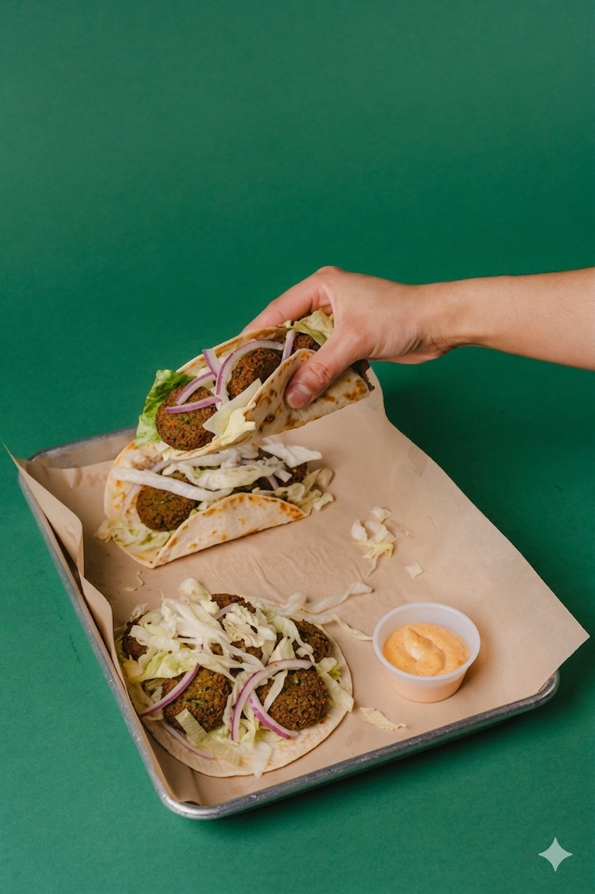 3 Falafel Tacos.