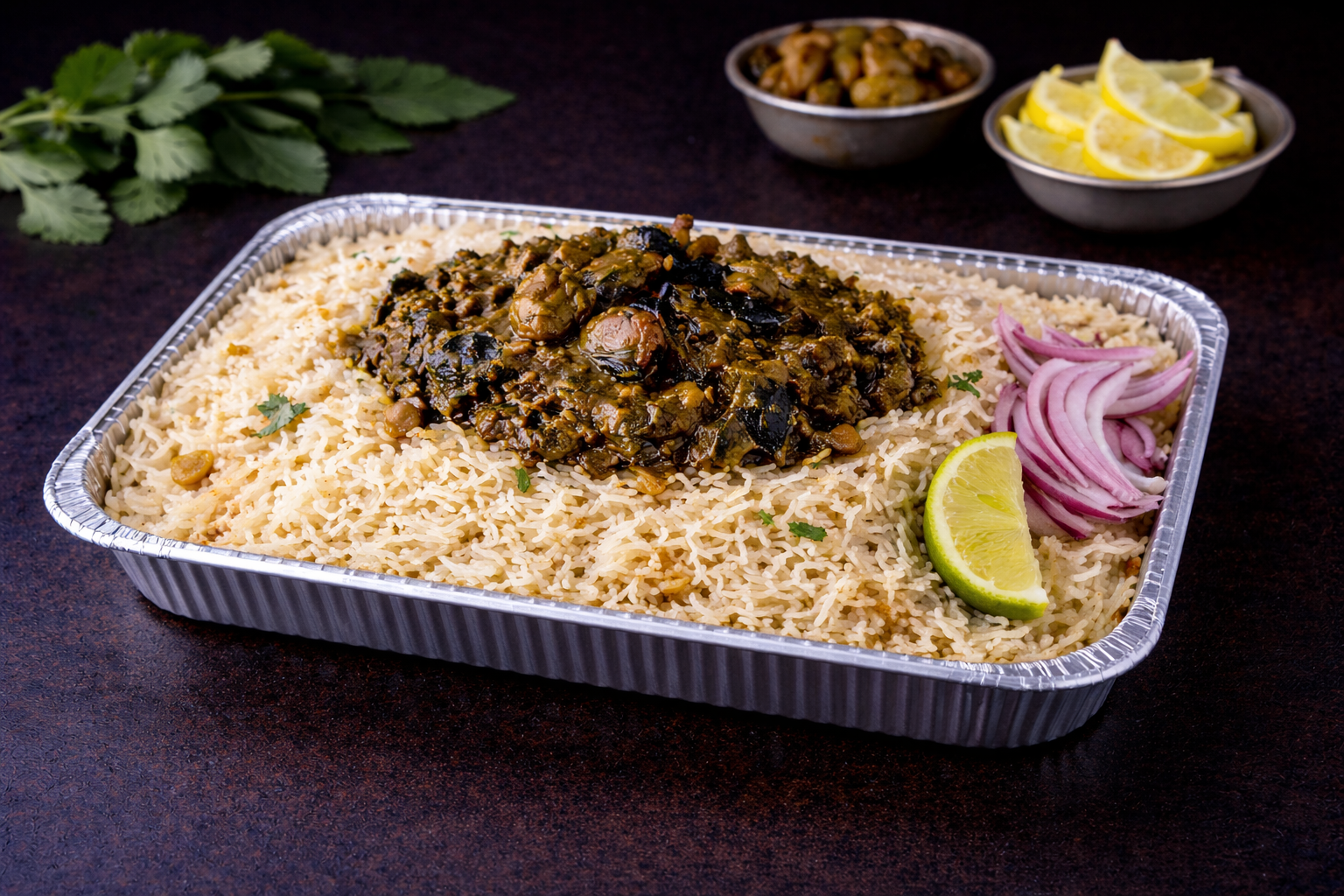 Family Pack Gongura Mushroom Pulao (Sorrel Leaf Mushroom Pulao).