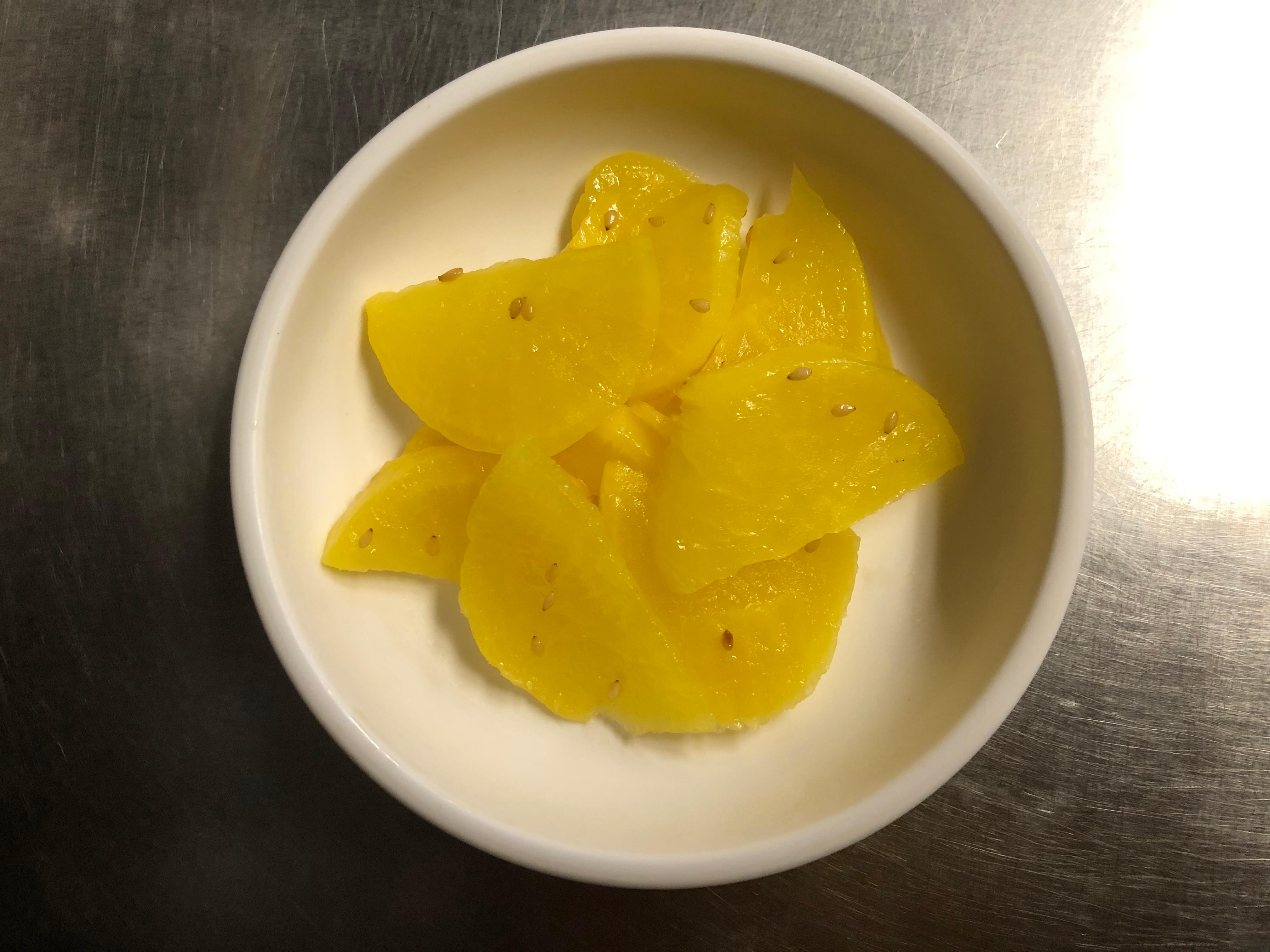 YELLOW PICKLED RADISH.