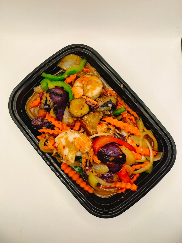 Spicy Chinese Eggplant with Shrimp.