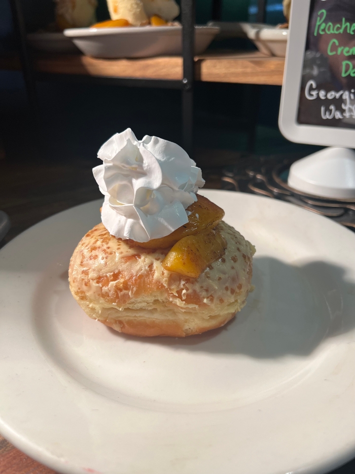 Peaches & Creme Brulee Donut.