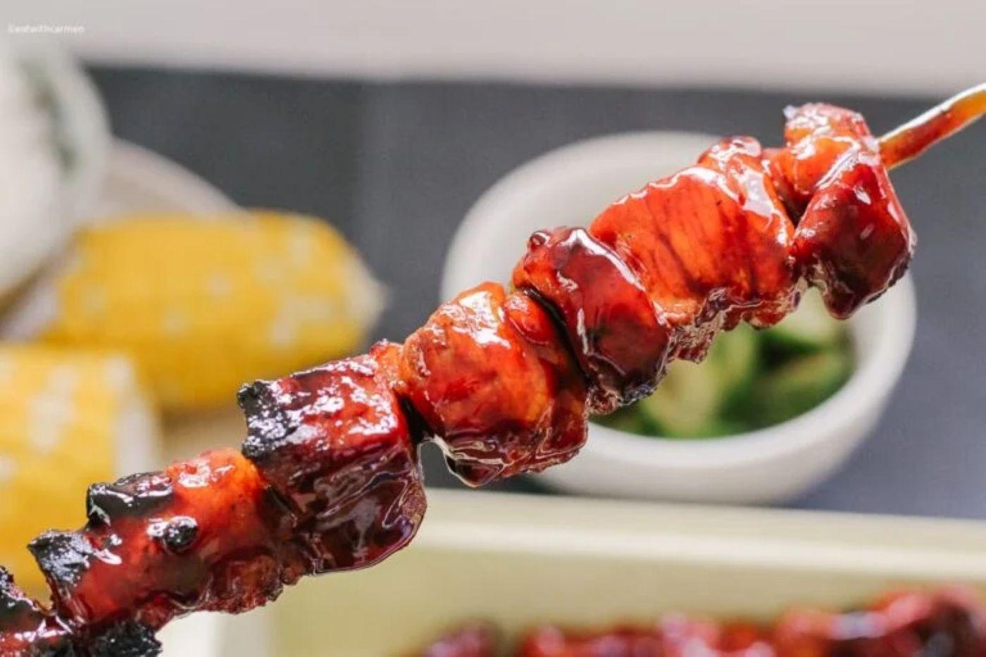 Chicken or Pork BBQ Skewers.