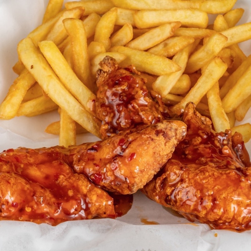6 flavored wings.