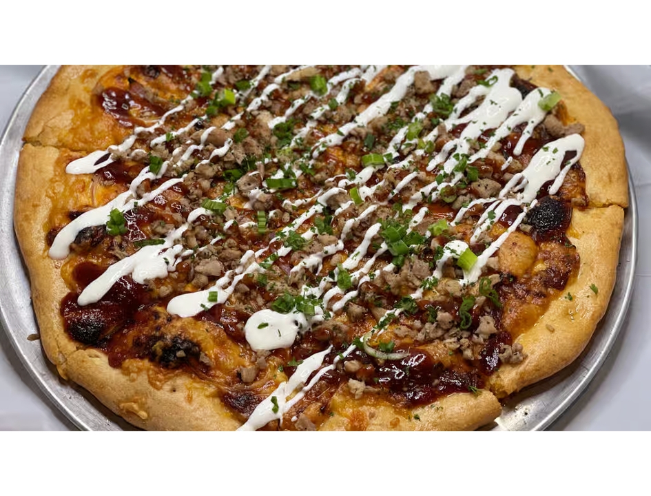 14" BBQ Chicken Pizza.