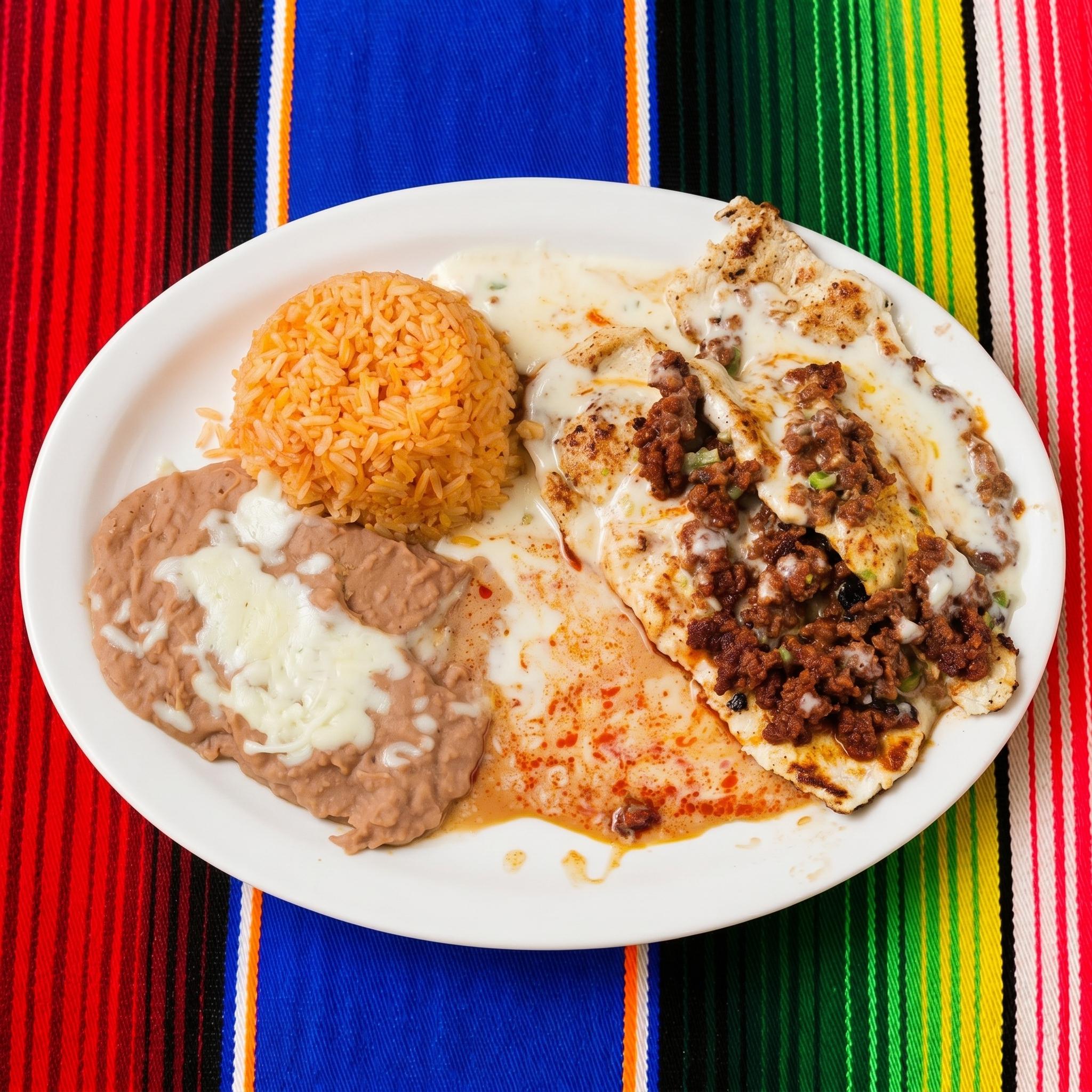L8 Enchiladas, Rice, & Beans.