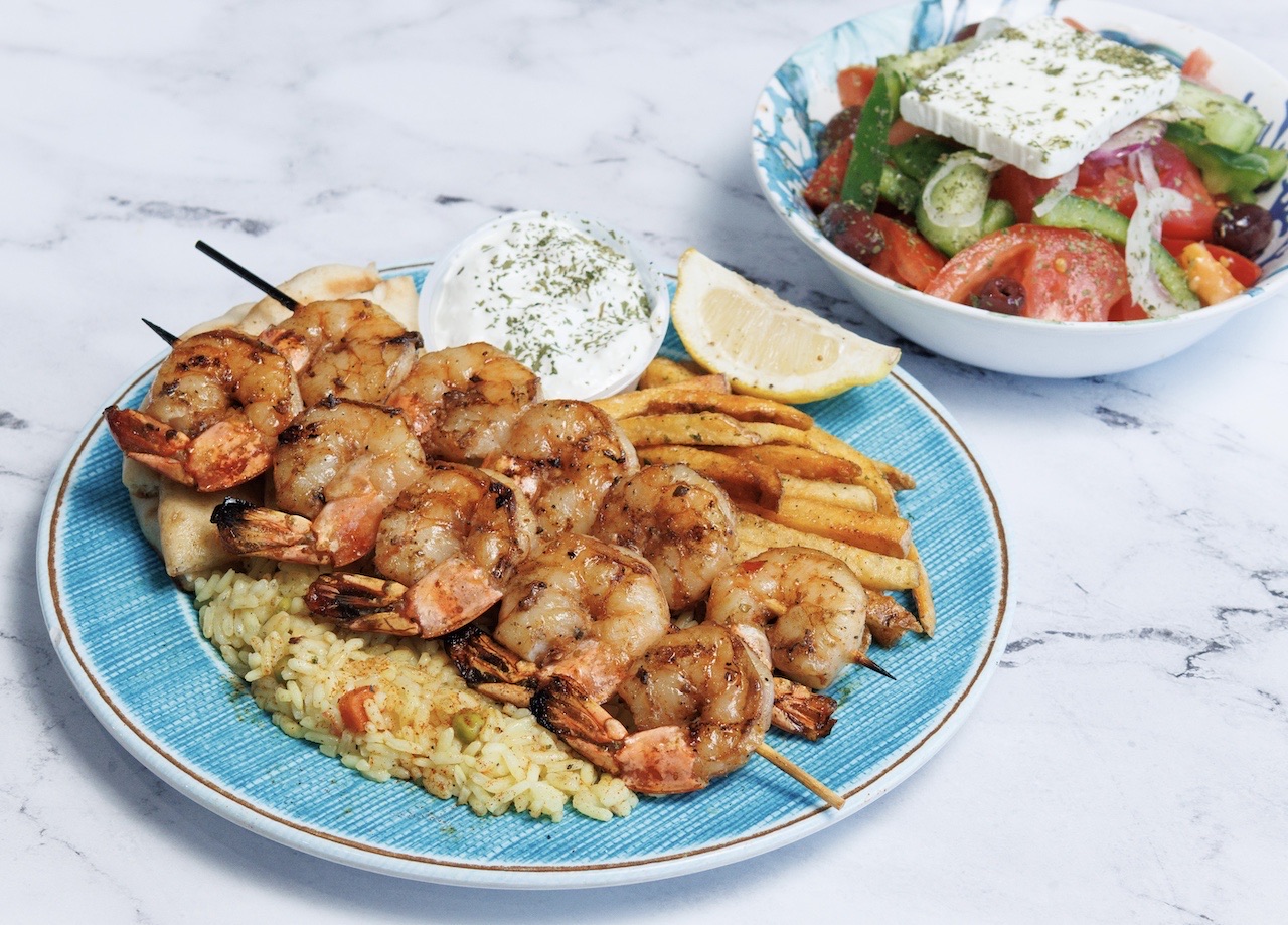 GRILLED SHRIMP PLATE (10 pcs) Greek style.