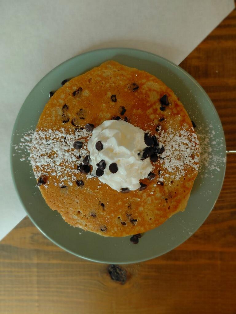 3 Chocolate Chip Pancakes.