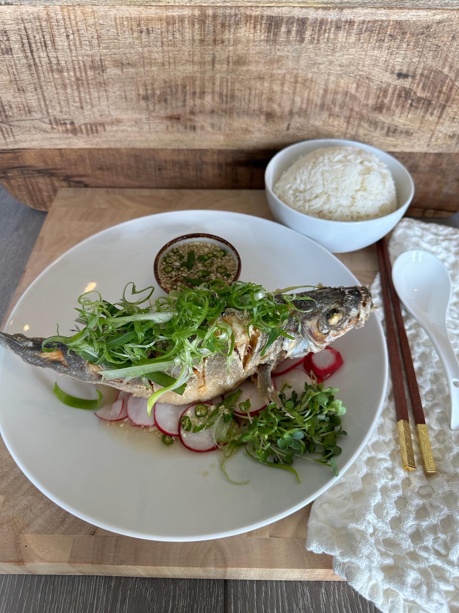 Crispy Whole Branzino.