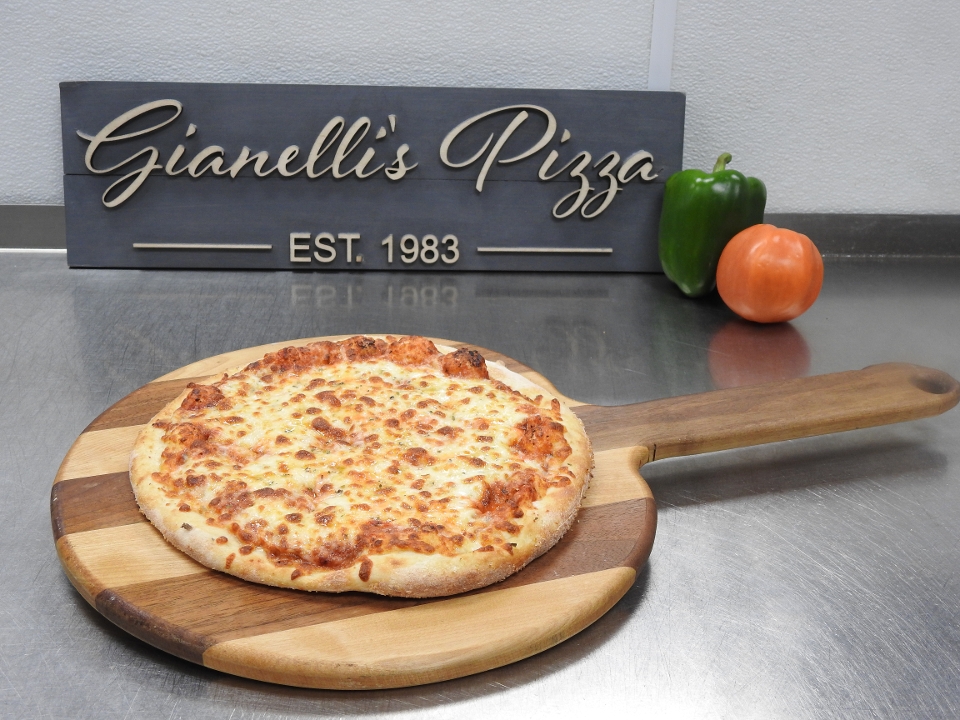 12" Cheese pizza.