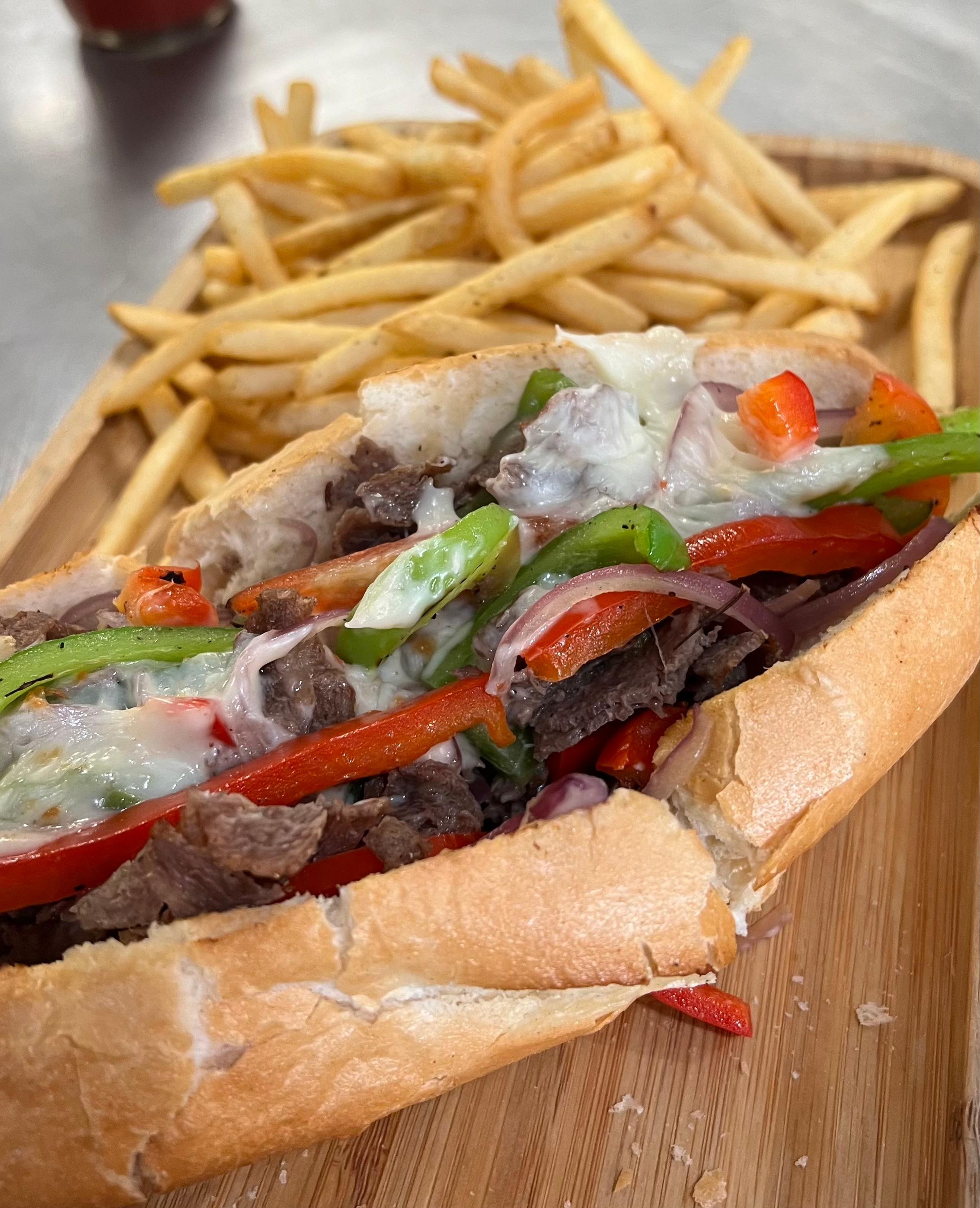 PHILLY CHEESE STEAK SUB.