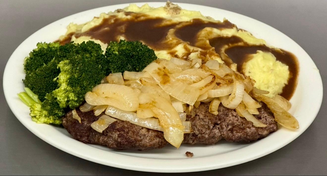 Chopped Angus Beef Hamburger Steak.