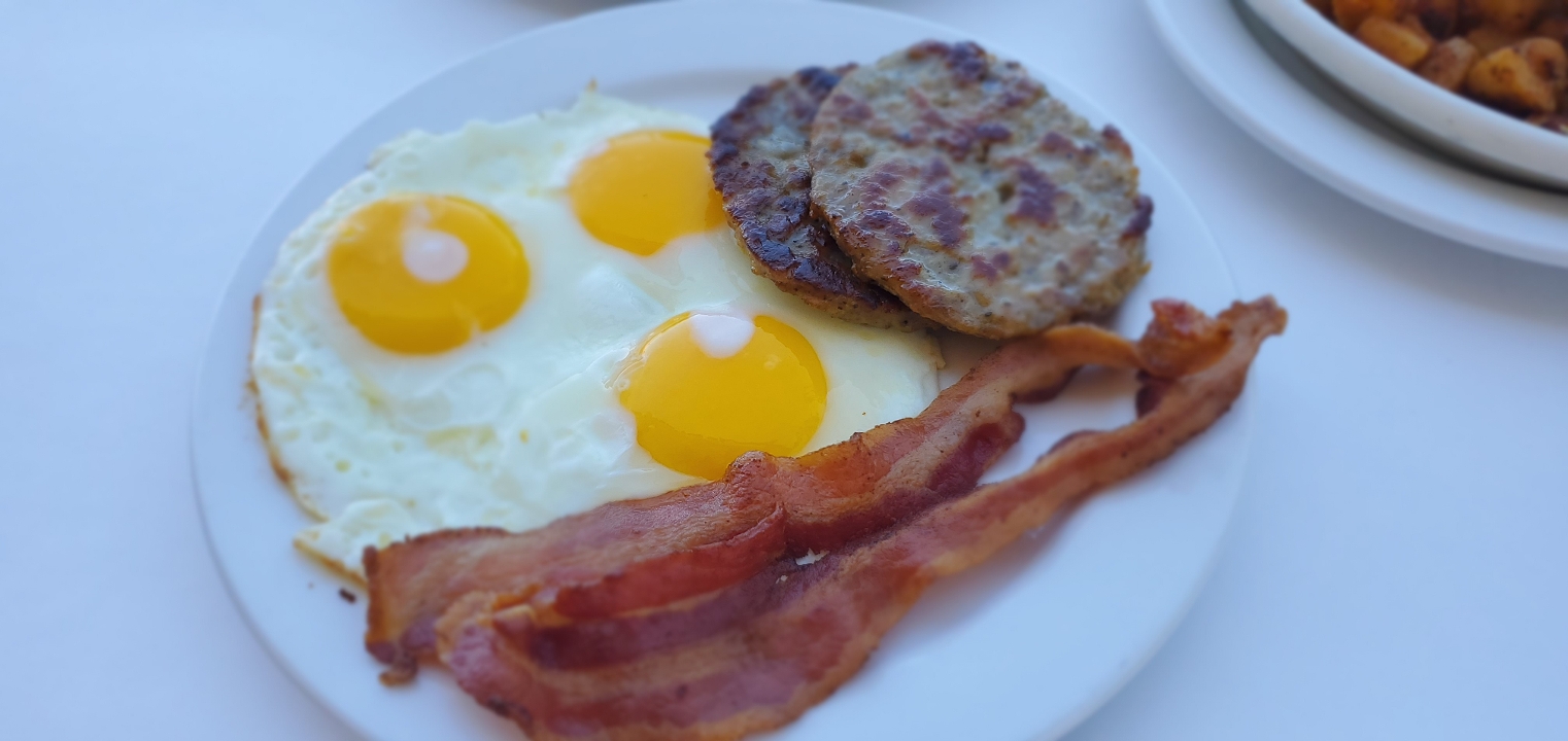 Bacon, Sausage & 2 Eggs.