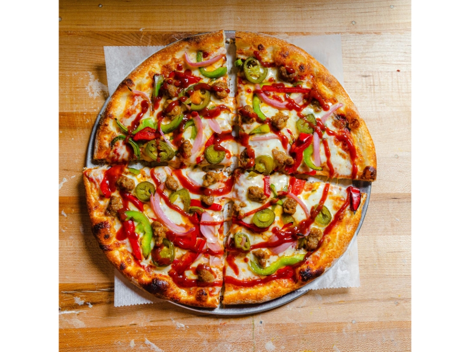 Sesasonal Veggie Pizza.