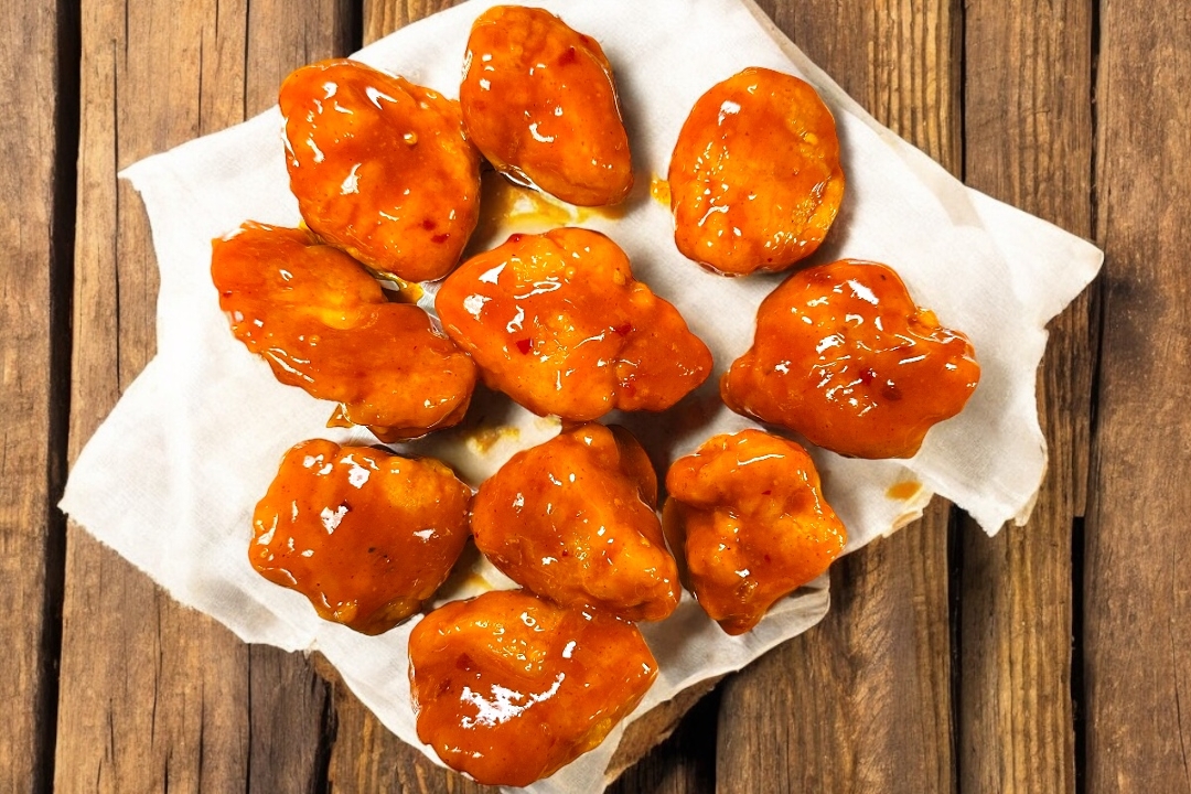 Boneless Honey Sriracha Halal Wings.