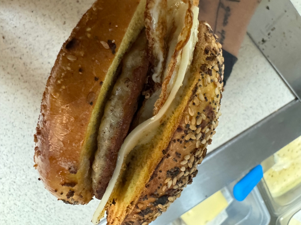 Sausage Egg & Cheese Plain Bagel Meal.