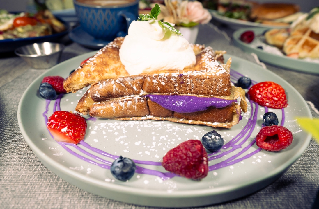Ube French Toast w/ Mixed Berries.
