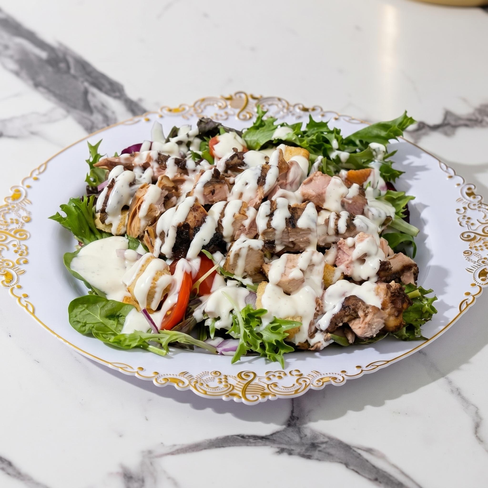 Jerk Chicken Salad with Haberno Dressing.