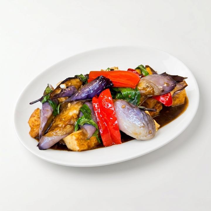77. Eggplant Basil Stir-Fry.