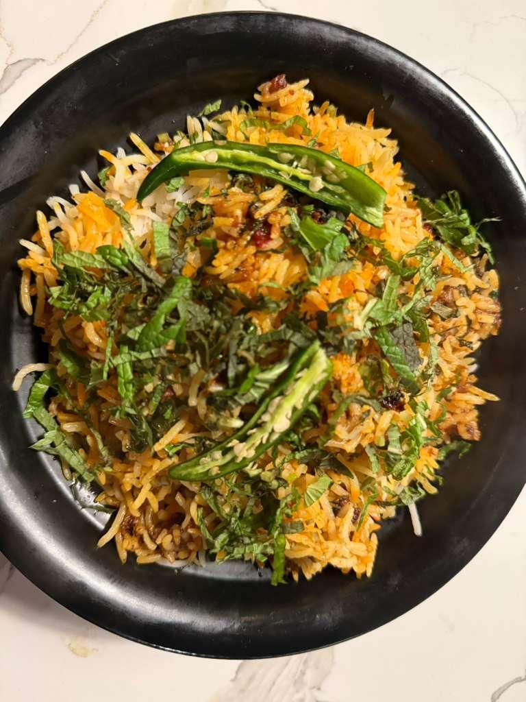Chicken Tikka Dum Biryani (gf, d).